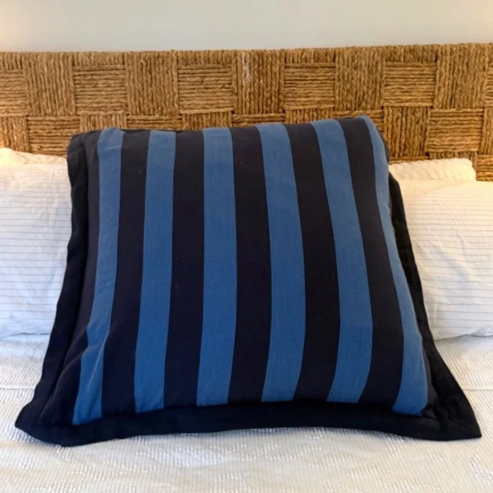 Southern Tide Dock Street Stripe Navy Blue European Pillow Sham